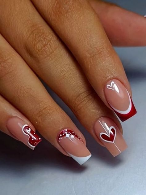 Valentines Nail Art Designs, Heart Nail Designs, Nail Vinyls, Valentine Nail Art, February Nails, Nail Designs Valentines, Nail Designs Glitter, Short Nail Designs, Heart Nails