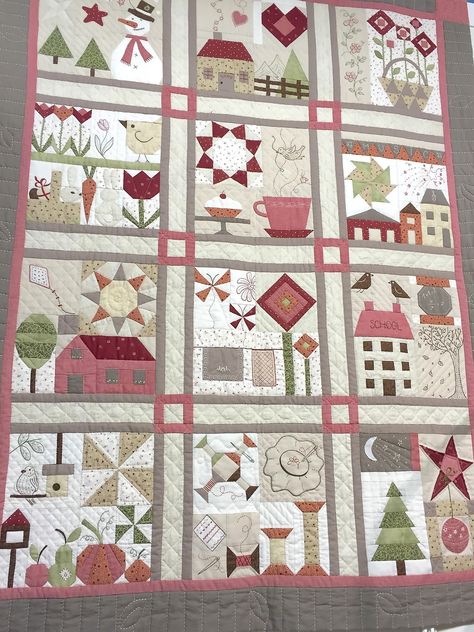 House Quilt Block, Red And White Quilts, Sampler Quilts, Country Quilts, Microfiber Blanket, House Quilts, Personalized Quilt, Foundation Paper Piecing, Christmas Quilt