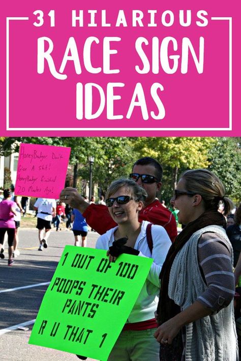 Hilarious race sign ideas - over 80 race signs total from funny to motivational #marathon #halfmarathon #running Running Race Signs, Marathon Running Signs, Half Marathon Quotes, Marathon Poster, Running Signs, Marathon Signs, Marathon Quotes, Running Quotes Funny, Marathon Inspiration