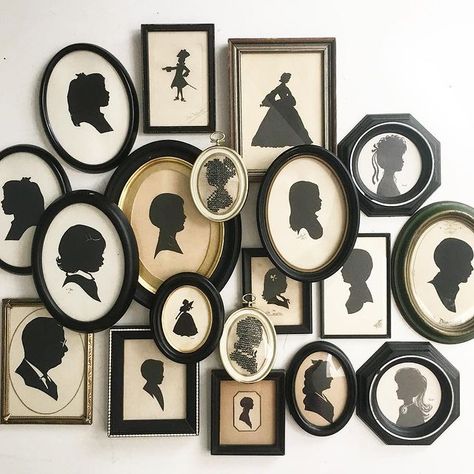 #antiquesilhouettes hashtag on Instagram • Photos and Videos Silhouette Gallery Wall, Silhouette Decor, Silhouette Pictures, Barber Shop Decor, Bathroom Paint, Silhouette Drawing, Creepy Christmas, Black And White Decor, Vintage Silhouette