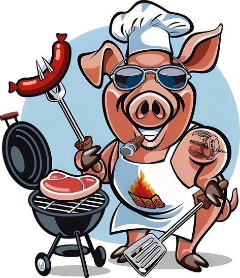 Grilling Art, Backyard Party Games, Rick And Morty Image, Pig Images, Grill Logo, Cartoon Chef, Bbq Pig, Pig Drawing, Pig Cartoon