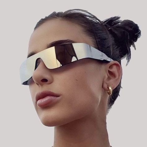 Futuristic Sunglasses Outfit, Futuristic Sunglasses Aesthetic, Techno Sunglasses, Future Sunglasses, Rave Sunglasses, Futuristic Glasses, Futuristic Outfits, Techno Style, Rave Glasses