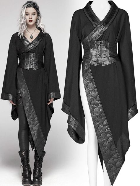 Dark Kimono, Superhero Ideas, Outstanding Outfits, Dark Punk, Mode Kimono, Punk Dress, Punk Rave, Womens Kimono, Fantasy Dress