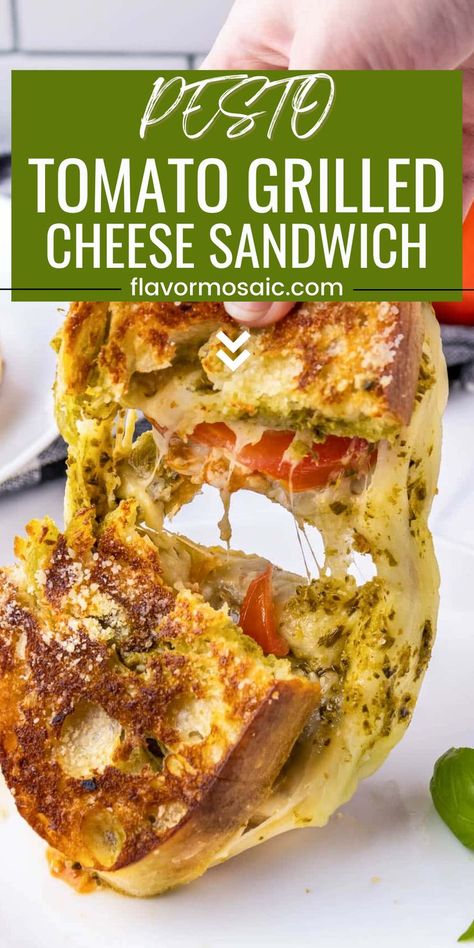 Tomato Pesto Grilled Cheese, Pesto Cheese Sandwich, Pesto Sandwich Recipe, Tomato Grilled Cheese, Pesto Grilled Cheese, Grilled Cheese With Tomato, Fancy Grilled Cheese, Pesto Sandwich, Basil Pesto Sauce