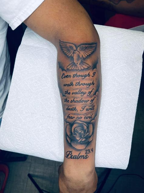 Cool Bible Verse Tattoos For Men, Quote Arm Tattoos For Men, Selvees Design Tattoo, Sleeve Tattoos Scripture, God Arm Tattoos For Guys, Arm Wrist Tattoo Men, Nice Tattoo For Men Arm, Prayers Tattoo Ideas, Forearm Tattoo For Lost Loved One Men