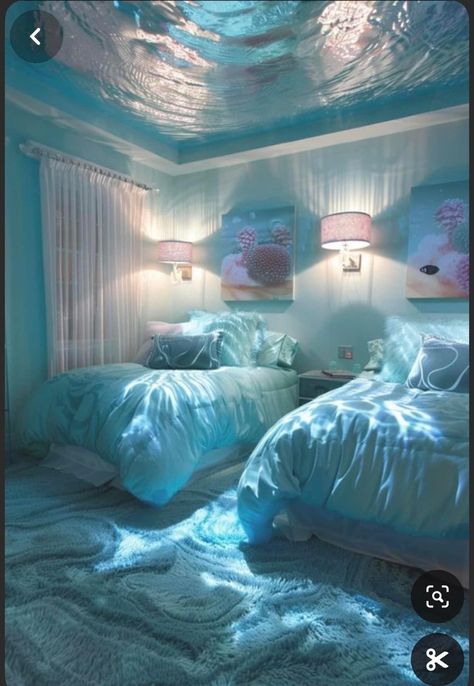 Mermaid Room Ideas, Girls Bedroom Paint Ideas, Fae Castle, Ocean Baby Room, Preppy Bedrooms, Ocean Baby Rooms, Ocean Kids Room, Girls Bedroom Paint, Ocean Room Decor