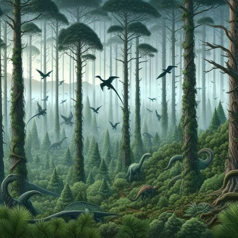 Cenozoic Era Animals, Prehistoric Aesthetic, Prehistoric Forest, Dinosaur Landscape, Paleozoic Era, Prehistoric Wildlife, Interactive Museum, Prehistoric World, Print Block