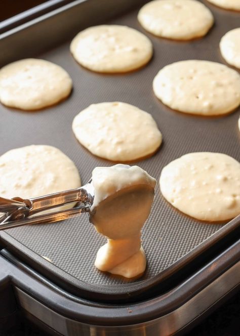 use a scoop to measure perfect silver dollar pancakes Dollar Pancakes, Silver Dollar Pancakes, Breakfast Brunch Recipes, Silver Dollar, Buttermilk, Brunch Recipes, Breakfast Brunch, Pancakes, Oven