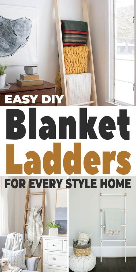 DIY blanket ladders are one of the most satisfying projects you can make, because you will use them everyday. They are trendy and on point. And, they will take your boring room from boring, to something special. #diyhomedecor #diyblanketladders #blanketladders #homedecorating #decoratingideas #homedecoratingideas #diyhomedecorideas Blanket Ladder Ideas, Easy Diy Blanket, Rustic Blanket Ladder, Wooden Blanket Ladder, Blanket Ladders, Diy Blanket, Rustic Blankets, Diy Blanket Ladder, Diy Ladder