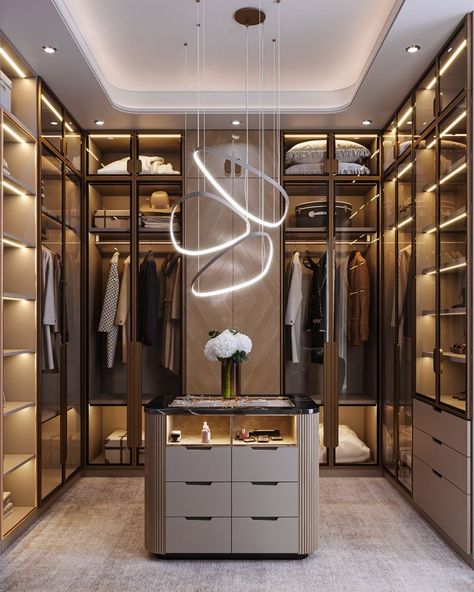 Dress Room Design Luxury, Luxe Dressing Room, Waredrop Design Room, Male Dressing Room, Dressing Room Island Ideas, Walkin Closet Designs, Luxury Dressing Room Beautiful Closets, Luxury Walking Closet, Walkin Closet Luxury