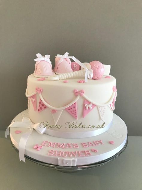 Buttons and bows Baby Shower Cake. by Penny Sue Baby Shower Tårta, Baby Girl Cakes For Showers, Baby Shower Cake Ideas Girl, Baby Girl Cake Ideas, Baby Girl Shower Cakes, Baby Girl Baby Shower Cake, Its A Girl Cake, Baby Shower Girl Cake, Baby Shower Kuchen