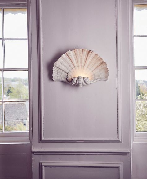 Scallop Shell Wall Light | Cox London Clean Quartz Countertops, Tiny Lamp, Sculptural Furniture, Large Tapestries, Wall Panelling, Door Designs, Scallop Shell, Scallop Shells, Curtain Patterns