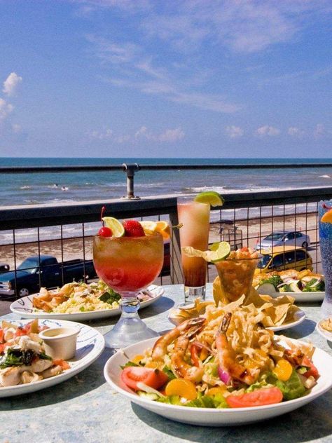 Galveston Texas Vacation, Galveston Restaurants, Restaurants Outdoor Seating, Texas Vacation, Seafood House, Galveston Beach, Texas Restaurant, Prime Steak, Texas Vacations