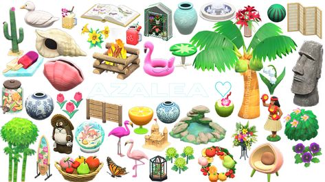 Hawaii Animal Crossing, Tropical Animal Crossing Island Ideas, Animal Crossing Summer Path, Acnh Tropical Island Ideas Entrance, Tropicalcore Animal Crossing, Animal Crossing Tropical Codes, Acnh Tropical Path, Acnh Hawaiian Design, Animal Crossing Tropicore Ideas