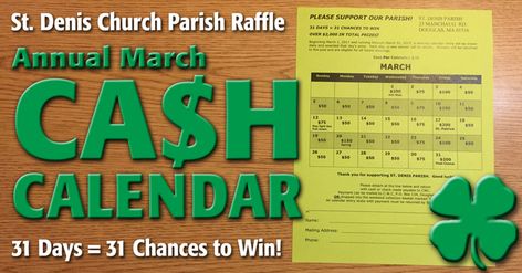 Cash Calendar Fundraiser, Calendar Fundraiser, St Denis, March Month, Cash Prize, Thank You Gifts, Are You The One