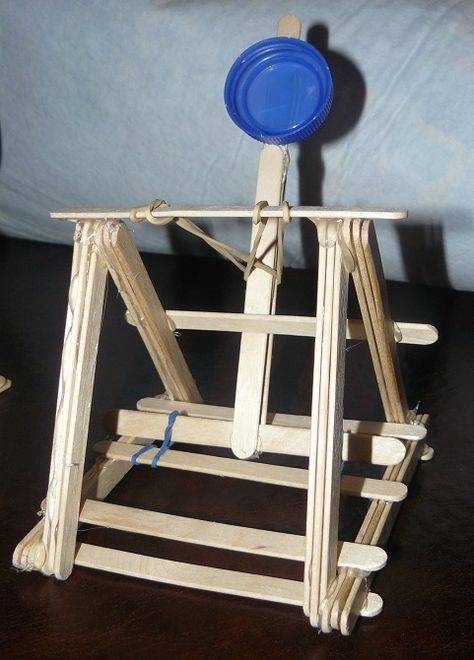 Plan A:  craft stick and rubber band catapult (We shoot either mini smooshmallows or fuzzies for ammo.) Catapult Project, Diy Catapult, Popsicle Stick Catapult, Cub Scout, Popsicle Stick, Cub Scouts, Popsicle Sticks, A Craft, Rubber Band