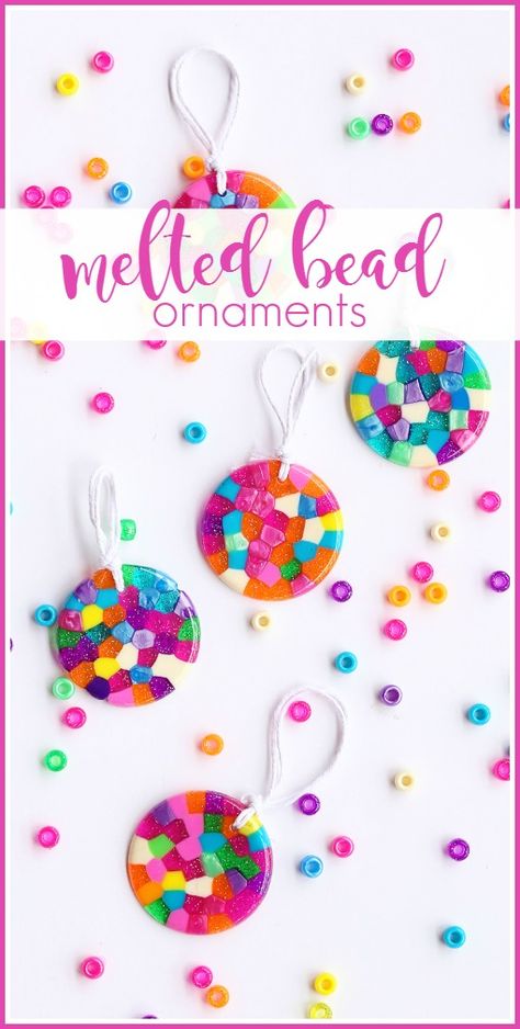 Melted Bead Ornaments, Melted Pony Beads, Melted Bead Crafts, Melted Beads, Pony Bead Animals, Beaded Ornaments Diy, Bead Ornaments, Pony Bead Crafts, Diy Christmas Ornaments Easy