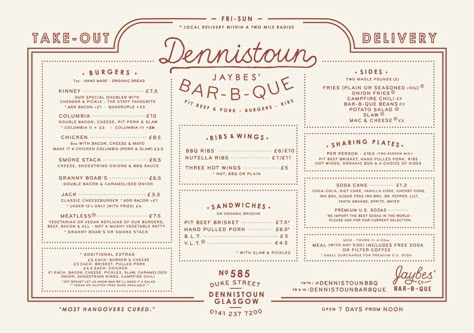 #Dennistoun #Bar-B-Que #Glasgow #Menu #Design A3 Menu Design Restaurant, Restaurant Placemat Design, Menu Project, Steak Menu, Lunch Cafe, Menu Design Inspiration, Mexican Menu, Menu Illustration, Bbq Menu