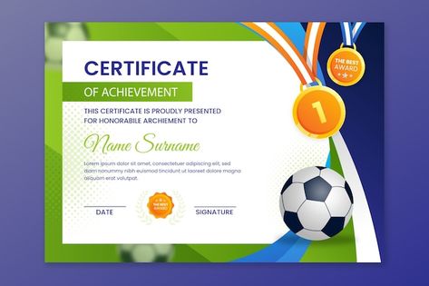 Sports Certificate Design Templates, Sports Certificate Design, Sports Certificate, Certificate Of Recognition Template, Gifts For Personal Trainer, App User Interface, Certificate Border, Certificate Background, Candy Bar Wedding