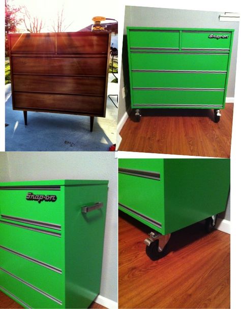 Before and after tool chest dresser Cars Bedroom, Cars Room, Car Bedroom, Chest Dresser, Tool Chest, Big Boy Room, Childrens Room Decor, Boys Bedrooms, Kids Room Design