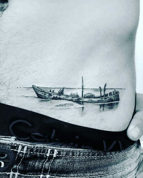 Sinking Tattoo, Boat Sinking, Sinking Boat, Boat Tattoo, Geometric Tattoo, Tattoo Ideas, Tattoos