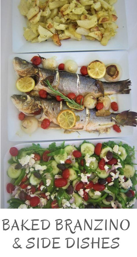 Branzino Side Dishes, Mediterranean Sea Bass Recipes, Branzino Recipe Whole Baked, Branzino Recipe Filet Baked, Sea Bass Mediterranean, Branzino Recipe, Baked Sea Bass, Bolivian Food, Sea Bass Recipes