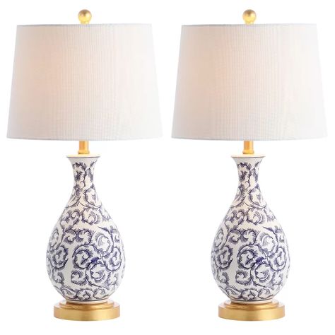 Charlton Home Mcconkey 28'' Table Lamp Set  Reviews | Wayfair Blue And White Lamp, Chinoiserie Table, Classic Table Lamp, Pc Table, Classic Table, Lamp Set, Table Lamp Sets, White Table Lamp, Vase Design