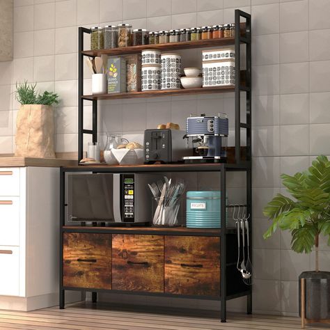 Invisible Storage, Bakers Rack Kitchen, Kitchen Storage Shelf, Microwave Toaster, Microwave Shelf, Baker's Rack, Coffee Bar Station, Kitchen Notes, Microwave Stand