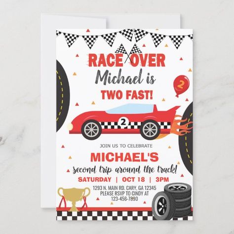 Race car, cars, racing boy 2nd birthday invite. invitation Fast One Birthday Invitation, Race Cars Birthday, 2nd Birthday Invite, Boy 2nd Birthday, Racing Boy, Cars Invitation, Car Birthday Party, Cars Birthday Invitations, Boys 1st Birthday Party Ideas