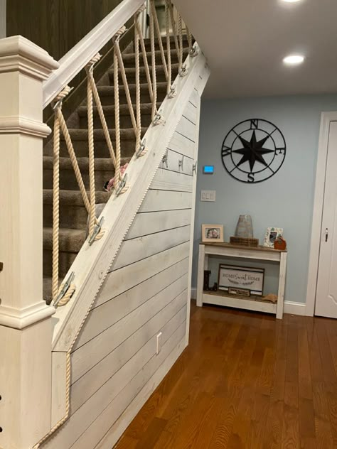 Loft Railing, House Staircase, Stair Railing Design, Stair Case, Beach House Design, In Front Of House, Nautical Home, Railing Design, House Stairs