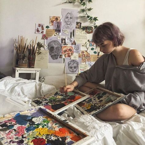 Hobby Aesthetic, Makeup Wallpaper, Artsy Aesthetic, Deco Studio, Kunst Inspiration, Artist Aesthetic, Mom Art, Favorite Hobby, Foto Inspiration