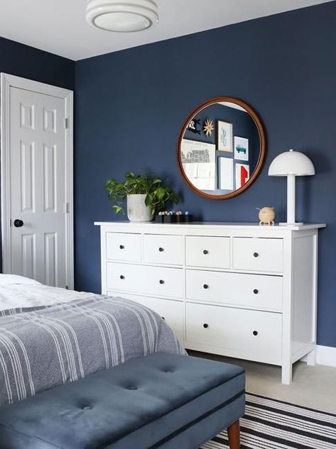 Cool Blue Bedroom, Farrow And Ball Stiffkey Blue Bedroom, Farrow And Ball Boys Bedroom, Stiffkey Blue Bedroom, Boys Room Color Ideas, Boys Blue Bedroom Ideas, Blue Bedroom Ideas For Boys, Snug Office, Kids Blue Bedroom