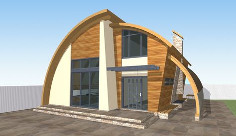 Arched home, arched house. Spanish Cabin, Arched House, Nissen Hut, Quonset Hut Homes, Quonset Hut, Arch House, Sims Building, Shed Roof, Classy Girl