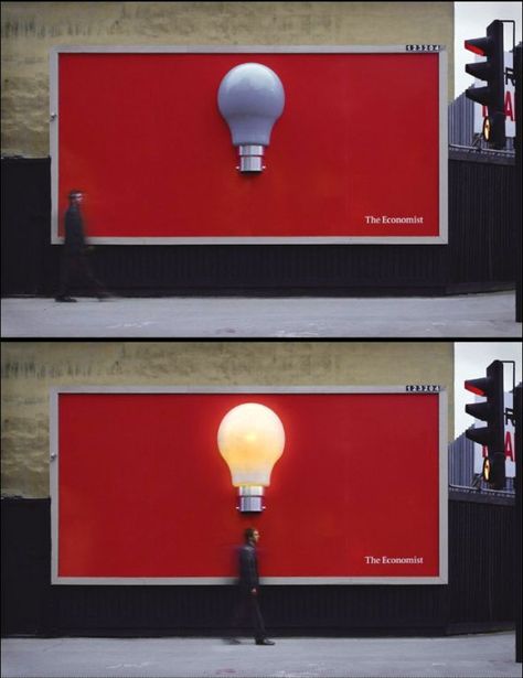 The Economist: Lightbulb Guerrilla Advertising, Interaktives Design, Funny Commercial Ads, Photowall Ideas, Guerrilla Marketing, Clever Advertising, Billboard Advertising, Funny Commercials, Graphisches Design