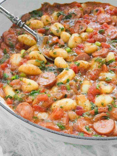 Smoked Sausage And Gnocchi, Dinner Smoked Sausage, Smoked Turkey Sausage, Sausage Gnocchi, Kielbasa And Potatoes, Gnocchi Dishes, Smoked Sausage Recipes, Sausage Dinner, Kielbasa Recipes