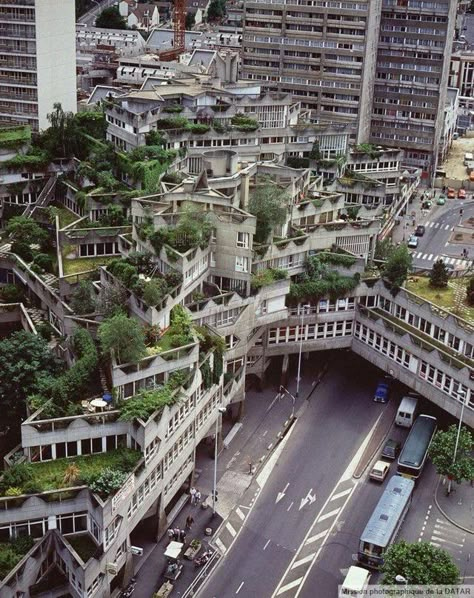 Brutalism, Roof, Trees, France, Architecture, Plants