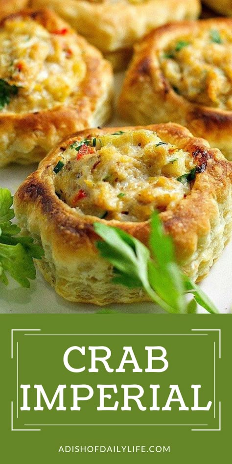 Crab Imperial...the perfect appetizer for a special occasion or holiday! Crab Imperial, Crab Dishes, Elegant Appetizers, Seafood Appetizers, Crab Recipes, Crab Cakes, Holiday Entertaining, Gumbo, Fish Dishes