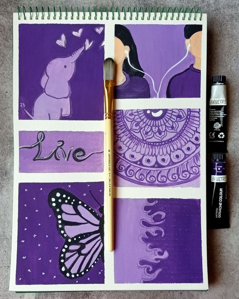 Asthetic Drawings Simple Cute, Purple Aesthetic Art Drawing, Purple Moodboard Painting, Purple Mood Board Painting, Purple Aesthetic Drawings, Purple Aesthetic Drawing, Mood Boards Painting, Purple Art Aesthetic Painting, Purple Aesthetic Painting