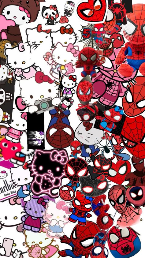 Hello kitty & spider-man Spider Man X Hello Kitty, Hello Kitty X Spiderman, Spider Man And Hello Kitty, Spider Kitty, Hello Kitty And Spiderman, Spiderman Hello Kitty, Kitty Spiderman, Spider Man Wallpaper, Hello Kitty Wallpaper Hd