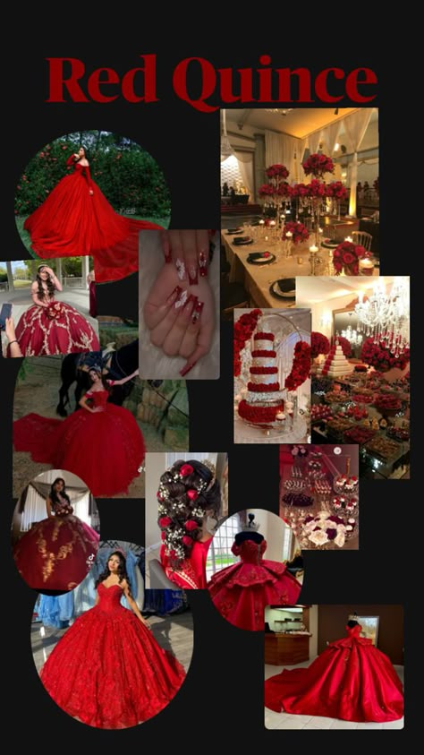 Red Quinceanera Ideas Decor, Red And Gold Quinceanera Decorations, Red Quinceanera Ideas, Quinceanera Red, Quinceanera Dances, Quince Themes, Mexican Quinceanera Dresses, Quinceanera Themes Dresses, Charro Quinceanera Dresses