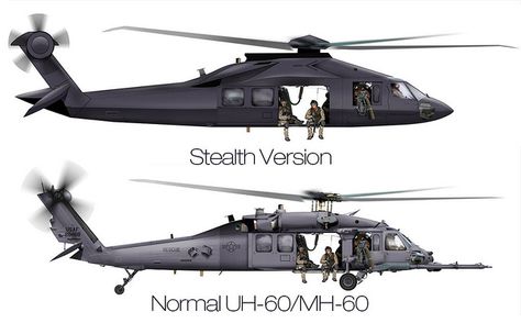 Stealth Blackhawk Helicopter UH-60 MH-60 Hybrid Concept Helicopter, 160th Soar, Navy Planes, Helicopter Art, Helicopter Plane, Osama Bin, Black Hawk, Military Jets, Military Helicopter