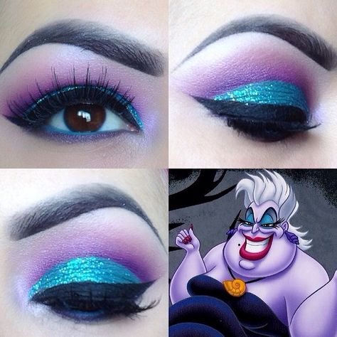 Ursula (x3) (Make-Up by AmandaGmua @Instagram) #TheLittleMermaid Ursula Costume Makeup, Ursula Halloween, Disney Princess Eyes, Princess Eyes, Ursula Cosplay, Ursula Makeup, Little Mermaid Makeup, Disney Eye Makeup, Fairy Make-up