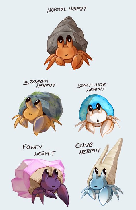 exzireart: “I love me some hermit crab pokemons ” Crab Pictures, Pet Hermit Crab, Pokemon Variants, Crab Animal, Aesthetic Pets, Crab Cartoon, Crab Illustration, Pet Aesthetic, Crab Painting