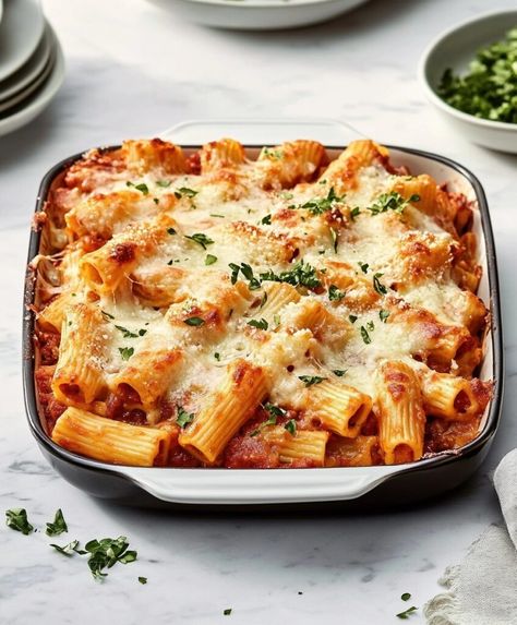 Baked Rigatoni Recipe Rigatoni Casserole Baked, Rigatoni Baked Pasta, Baked Rigatoni Recipe, Rigatoni Bake, Chicken Rigatoni, Rigatoni Recipe, Rigatoni Recipes, Baked Rigatoni, Ultimate Comfort Food