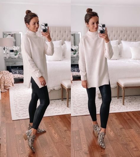 Leggings Work Outfit, Happy Saturday Friends, Leather Leggings Outfit, Look Legging, Sweater Poncho, Go Back To School, Target Clothes, Labor Day Weekend, Leggings Outfit