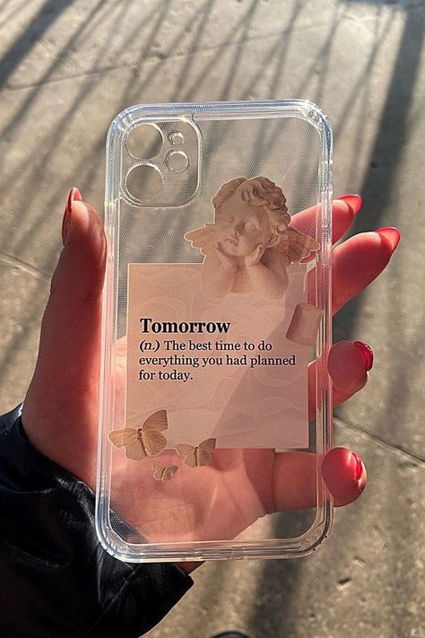 Inspiring Stickers, Clear Phone Case Ideas, Minimal Stickers, Y2k Collage, Carcase Iphone, Korean Manga, Diy Resin Phone Case, Clear Phone Case Design, Resin Phone Case