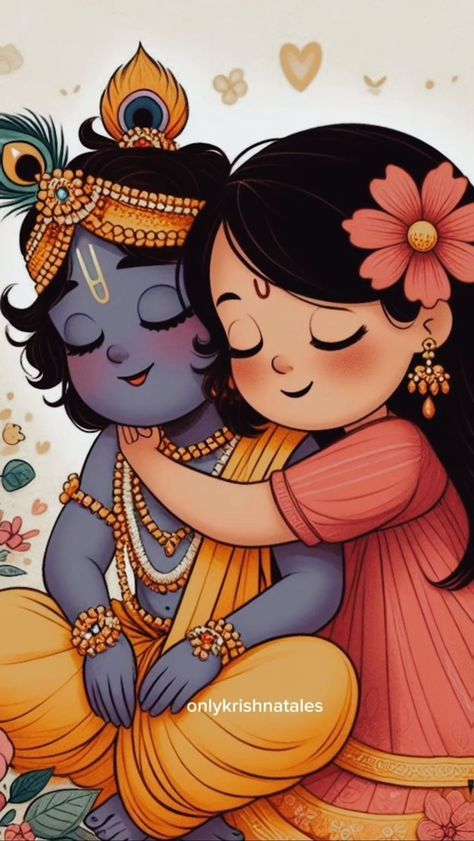 Radha Ashtami Drawing, Krishna And Radha Illustration, Radha Cute Drawing, Cute Radha Krishna Wallpaper, Radha Krishna Cute Drawings, Radha Krishna Aesthetic Drawing, Radha Ji Drawing, Aesthetic Krishna Wallpapers, Cute Radha Krishna Drawing