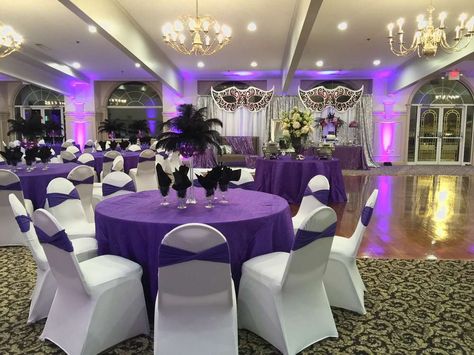 Masquerade Party Decorations Sweet 16 Purple, Quinceañera Party Ideas, Sweet 16 Masquerade Party, Mascarade Party, Purple Sweet 16, Angel Decorations, Gatsby Party Decorations, Masquerade Party Decorations, Purple And Silver Wedding