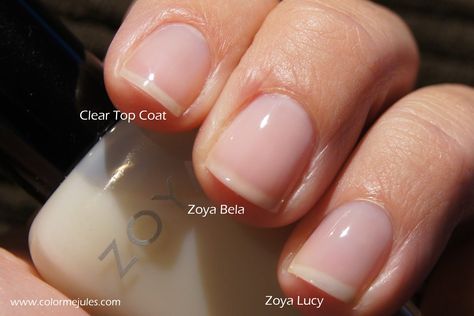 COMP: Zoya-Bela Vs. Zoya-Lucy / ColorMeJules. [Bela tends to lean more pink, and blur the nail line . While Lucy tends to brighten the look of the overall nail] Neutral Polish, Love Nail Art, Bella Nails, Neutral Nail Polish, My Account Page, Natural Manicure, Natural Nail Polish, Zoya Nail, New Nail Polish