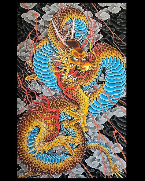 Large Scale Giclée Prints for @alexrusty at @lighthouse_tattoo !! “For Tattooers, By Tattooers!” www.reaperreprints.com.au” • Oct 5, 2017 at 11:32pm UT Traditional Tattoo Dragon, Traditional Japanese Dragon, Blue Dragon Tattoo, Traditional Japanese Tattoo Flash, Dragon Tattoo Art, Japanese Dragon Tattoo, Line Fashion, Arte Doodle, Japan Tattoo Design